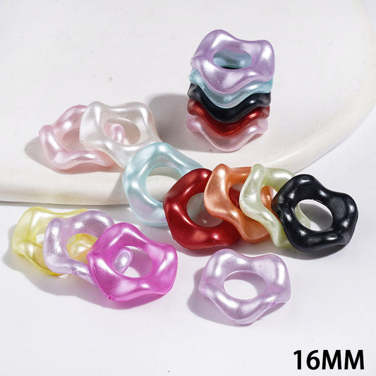 16MM - Acrylic Bead Cages Wavy-Edge Circle, Multi-Color, Random Mix