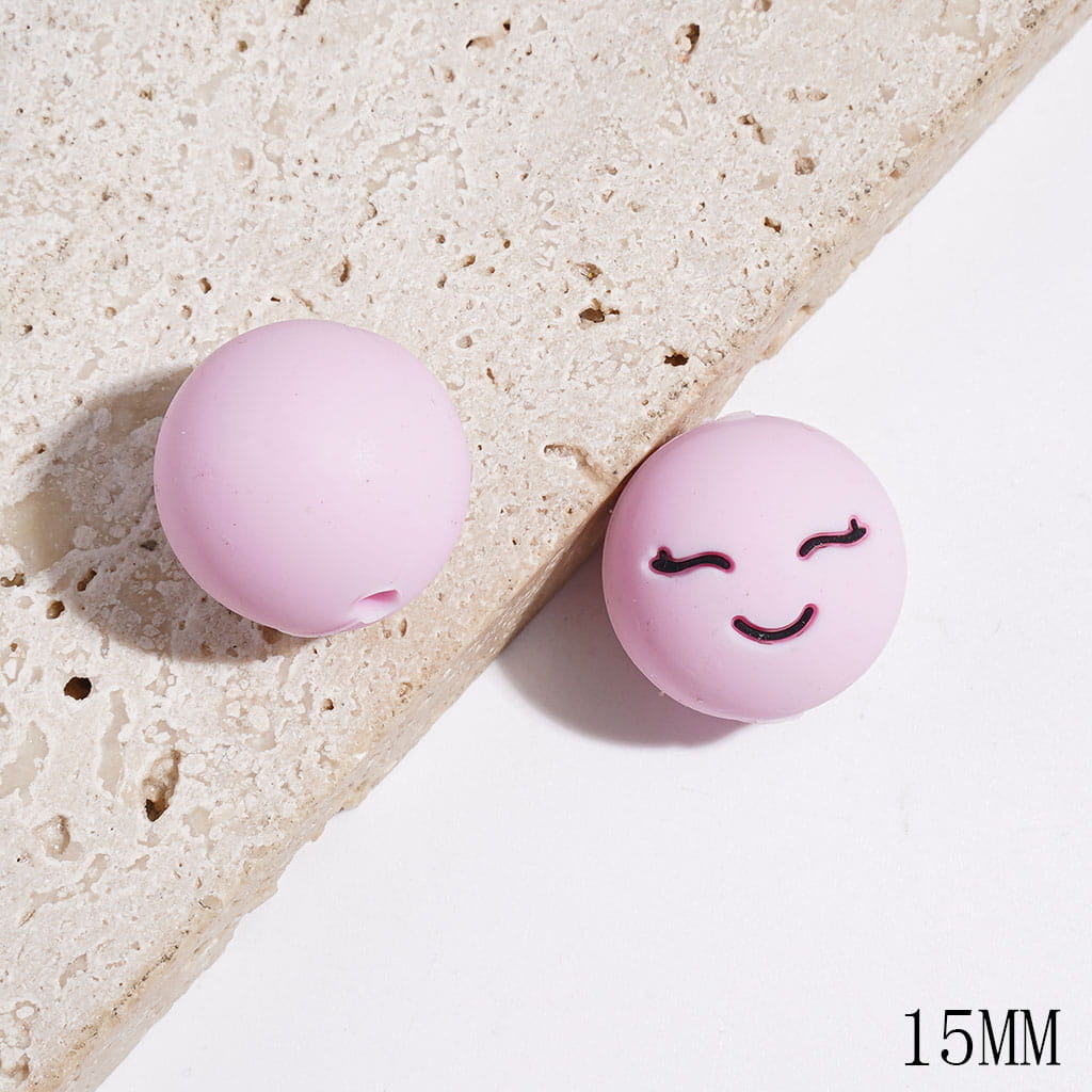Smiling Silicone Focal Beads for Bracelets, 15MM, Multi-Color