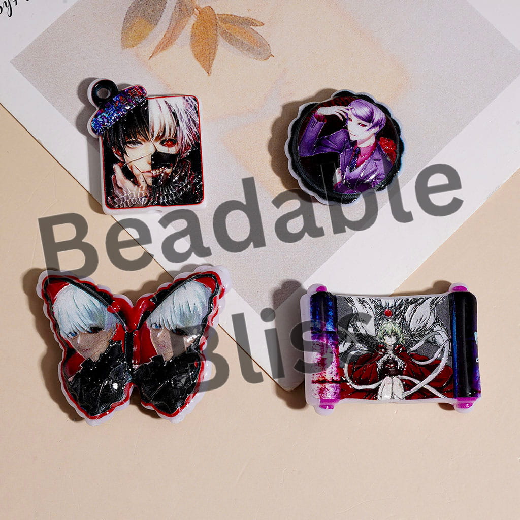 Acrylic Beads and Pendants Horror Ghoul Character Series, Random Mix