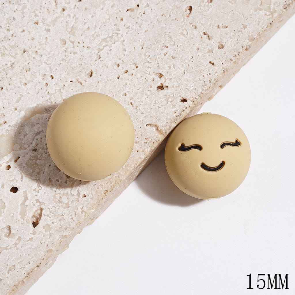 Smiling Silicone Focal Beads for Bracelets, 15MM, Multi-Color