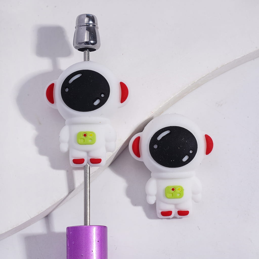 3D Cute Vivid Astronaut Silicone Focal Beads, Multi-Color