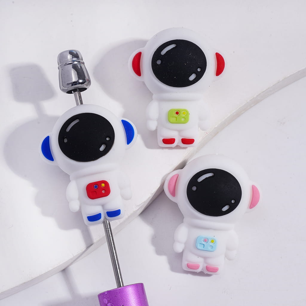 3D Cute Vivid Astronaut Silicone Focal Beads, Multi-Color