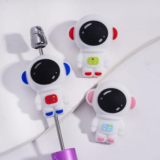 3D Cute Vivid Astronaut Silicone Focal Beads, Multi-Color