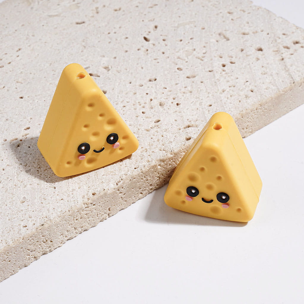 3D Yummy Dessert Food Series Silicone Focal Beads, Croissant Cheese Chocolate Candy