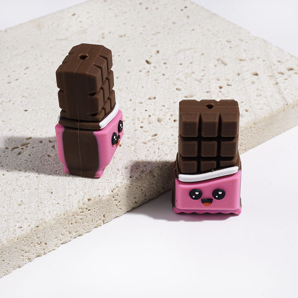 3D Yummy Dessert Food Series Silicone Focal Beads, Croissant Cheese Chocolate Candy
