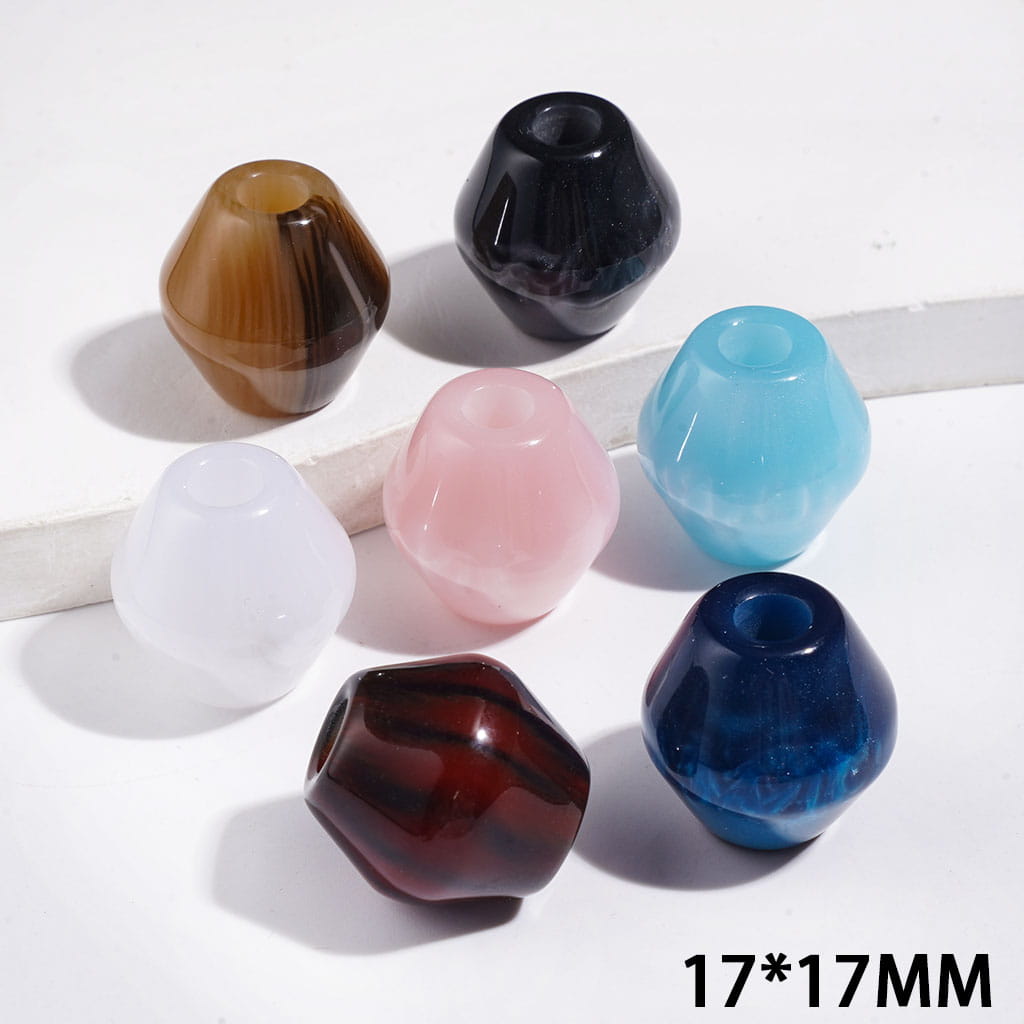 Acrylic Beads Bucket Shaped Design with Swirl Texture Pattern, Large Hole, 17*17MM Multi-Color Random Mix (The Big Hole is Arond 5MM)