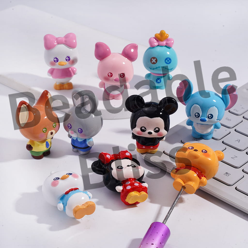 Acrylic Beads Classic Animation Figurine for Beads or Pen Topper, Jewelry Accessories, Random Mix (Please Read Description)