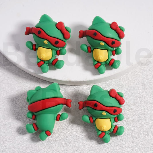 Silicone Focal Beads 3D Cute Hello Kitt in Teenag Mutan Ninj Turtles Costume