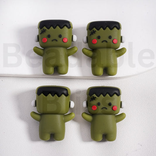 Silicone Focal Beads 3D Cute Green Baby Frankenstei