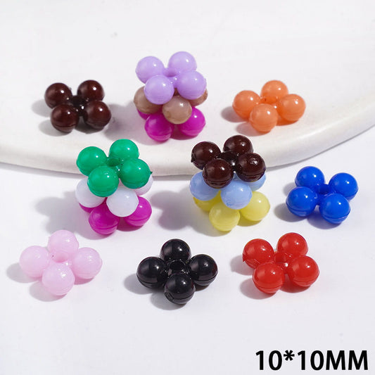 Acrylic Spacer Beads with Four-Petal Flower, 10*10MM Multi-Color Random Mix