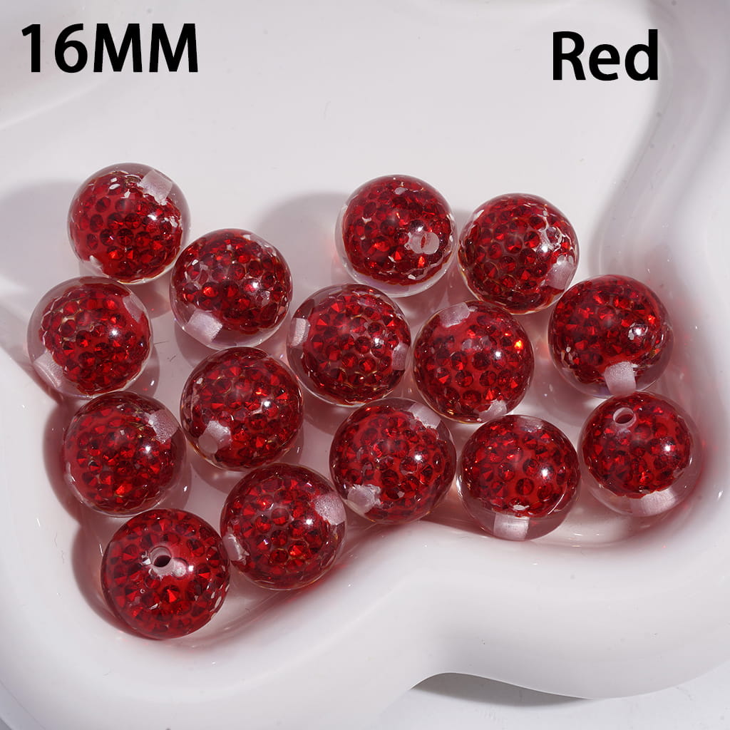 Acrylic Beads for Bracelets with Mini Clay Beads in Rhinestones Embedded Inside Beads, Clear, 16MM