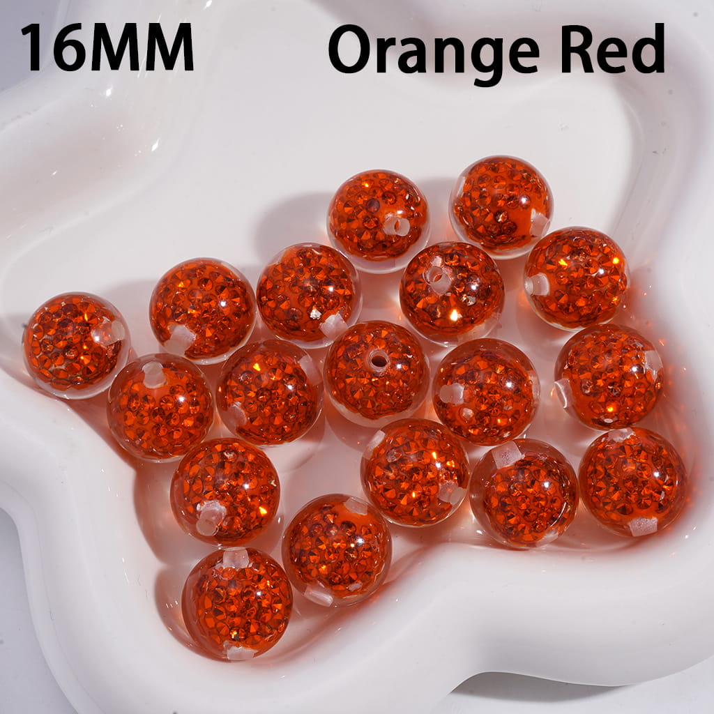 Acrylic Beads for Bracelets with Mini Clay Beads in Rhinestones Embedded Inside Beads, Clear, 16MM