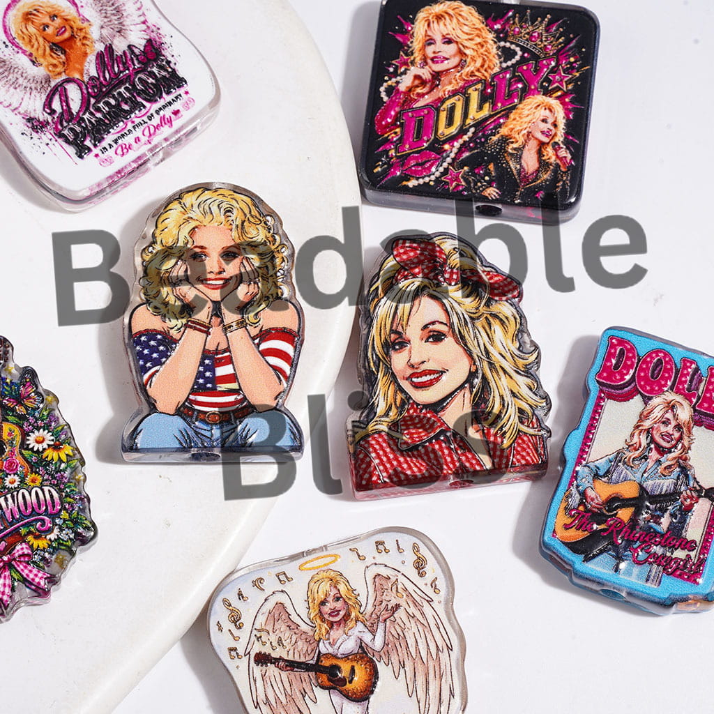 American Countryside Singer Character Acrylic Beads, Semi-Clear, Random Mix