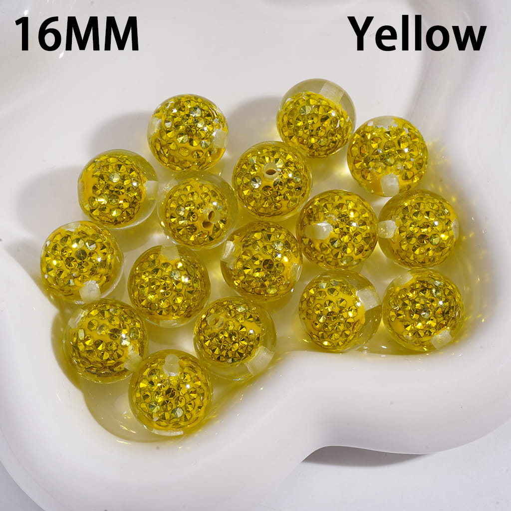 Acrylic Beads for Bracelets with Mini Clay Beads in Rhinestones Embedded Inside Beads, Clear, 16MM
