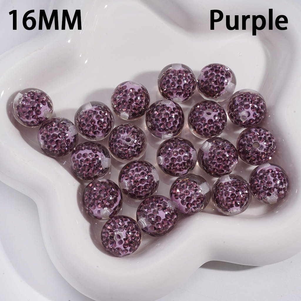 Acrylic Beads for Bracelets with Mini Clay Beads in Rhinestones Embedded Inside Beads, Clear, 16MM