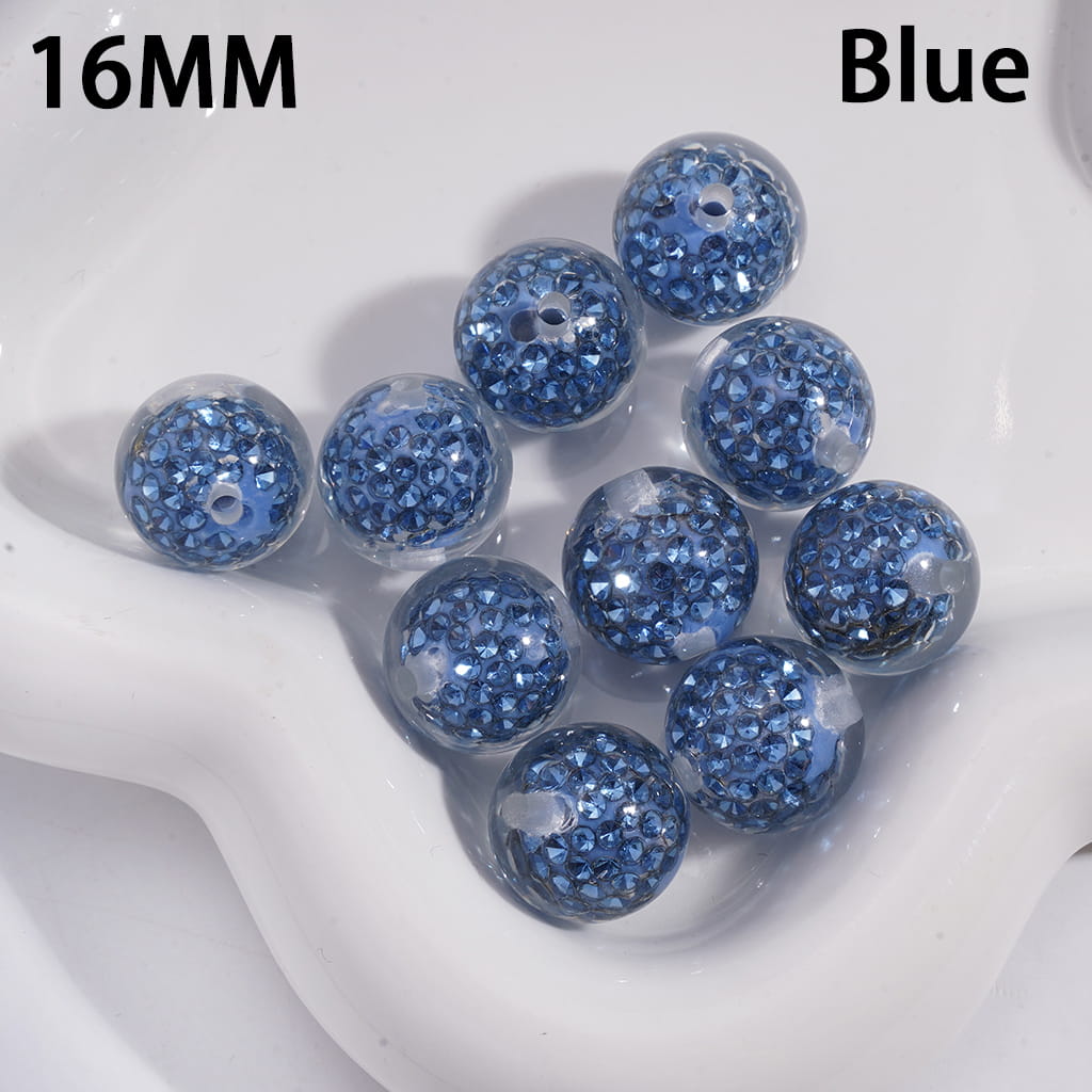 Acrylic Beads for Bracelets with Mini Clay Beads in Rhinestones Embedded Inside Beads, Clear, 16MM