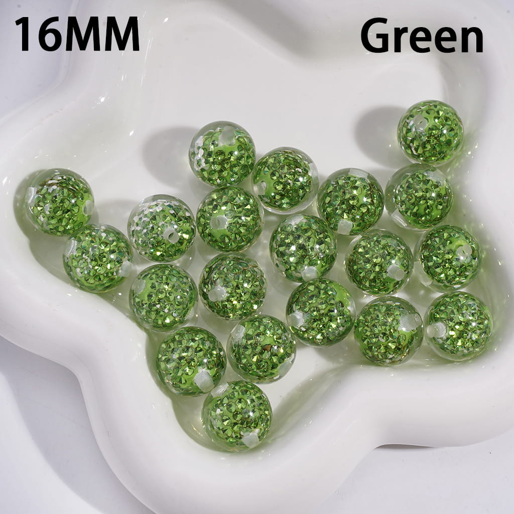 Acrylic Beads for Bracelets with Mini Clay Beads in Rhinestones Embedded Inside Beads, Clear, 16MM