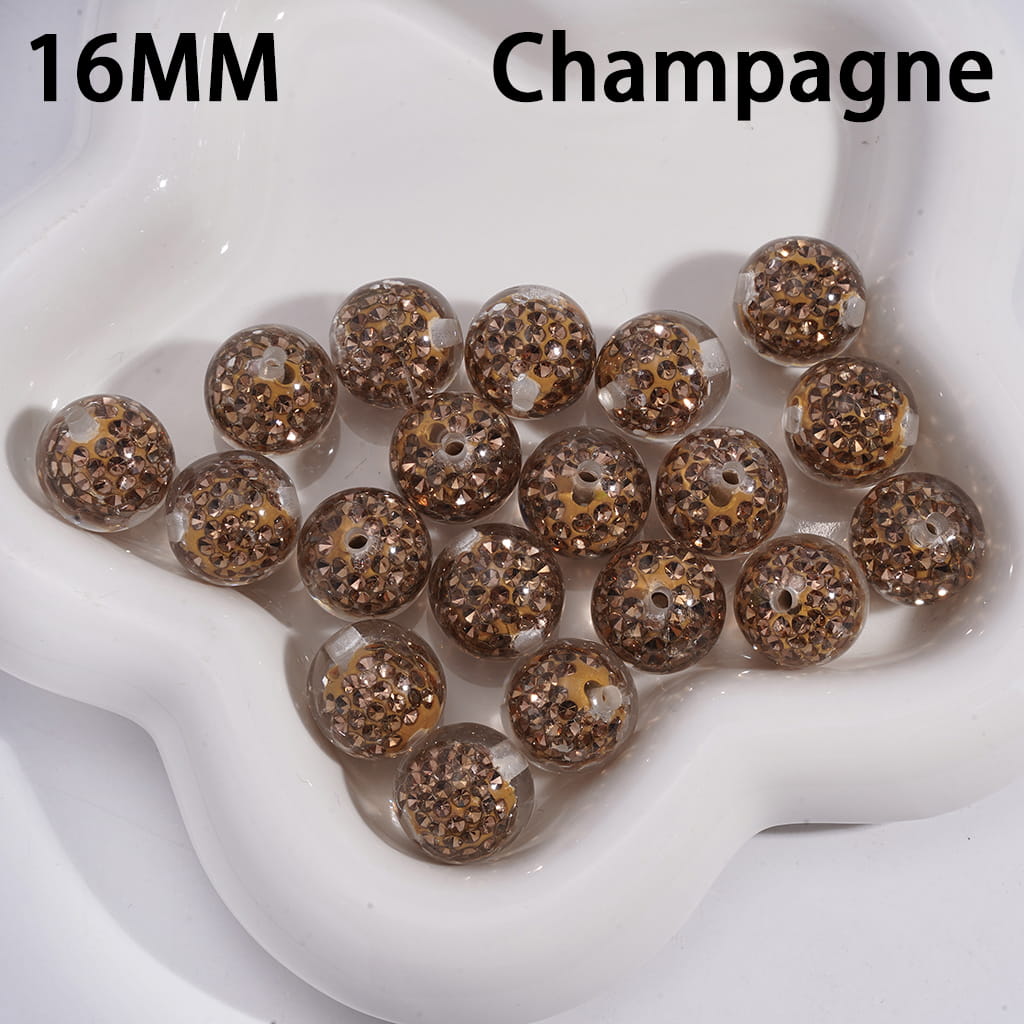 Acrylic Beads for Bracelets with Mini Clay Beads in Rhinestones Embedded Inside Beads, Clear, 16MM