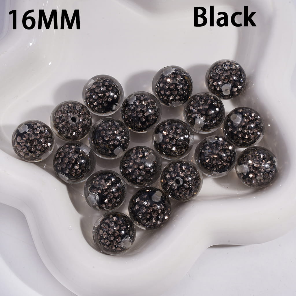 Acrylic Beads for Bracelets with Mini Clay Beads in Rhinestones Embedded Inside Beads, Clear, 16MM