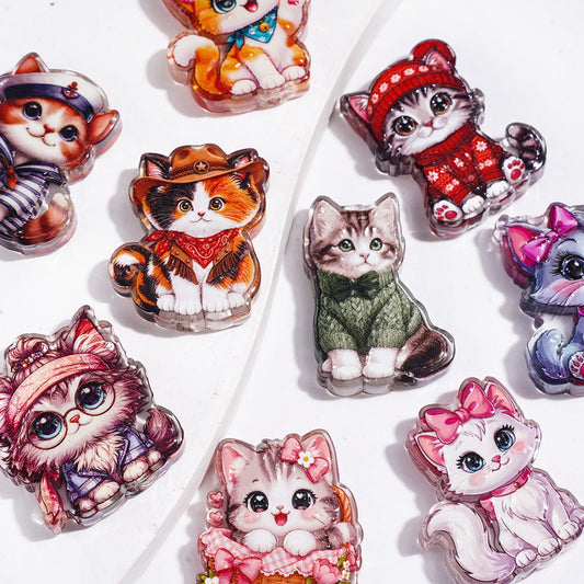 Acrylic Beads Diverse Style Cute Cat, Random Mix