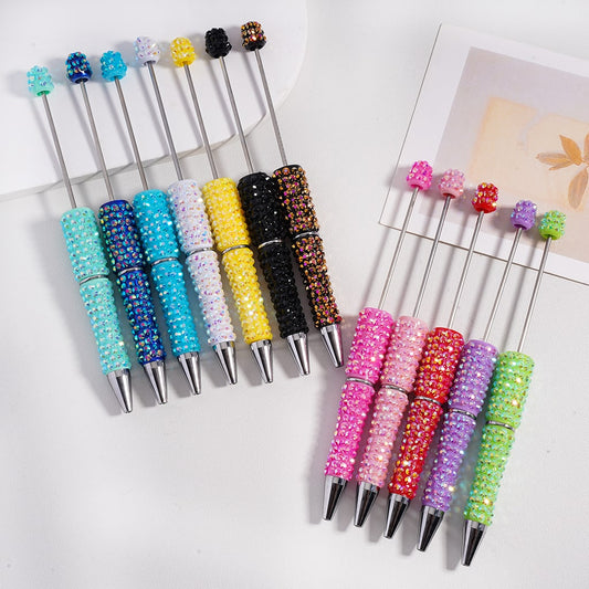 Beadable Pen with Multi-Color Shiny Rhinestones