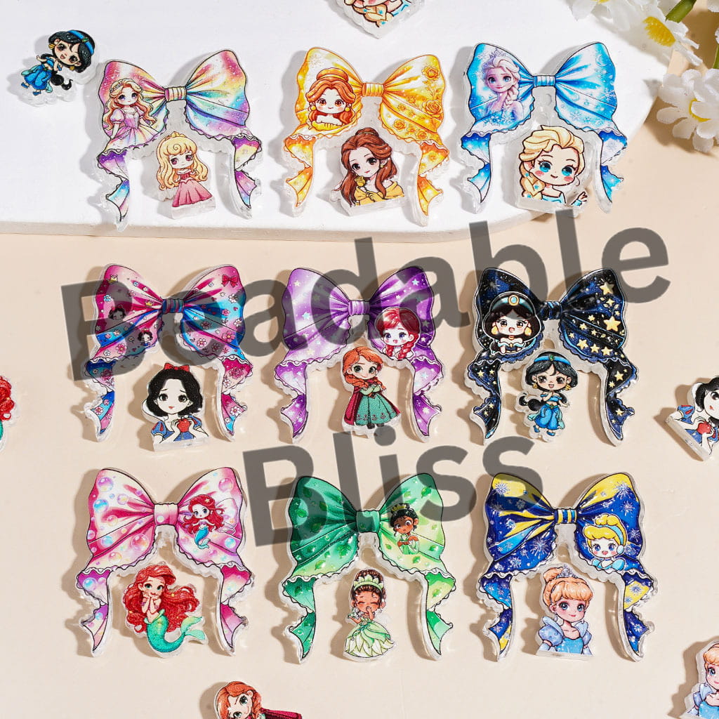 Mini Beautiful Princess Character Series Acrylic Beads Bow and Decoration, Random Mix (Please Read Description)