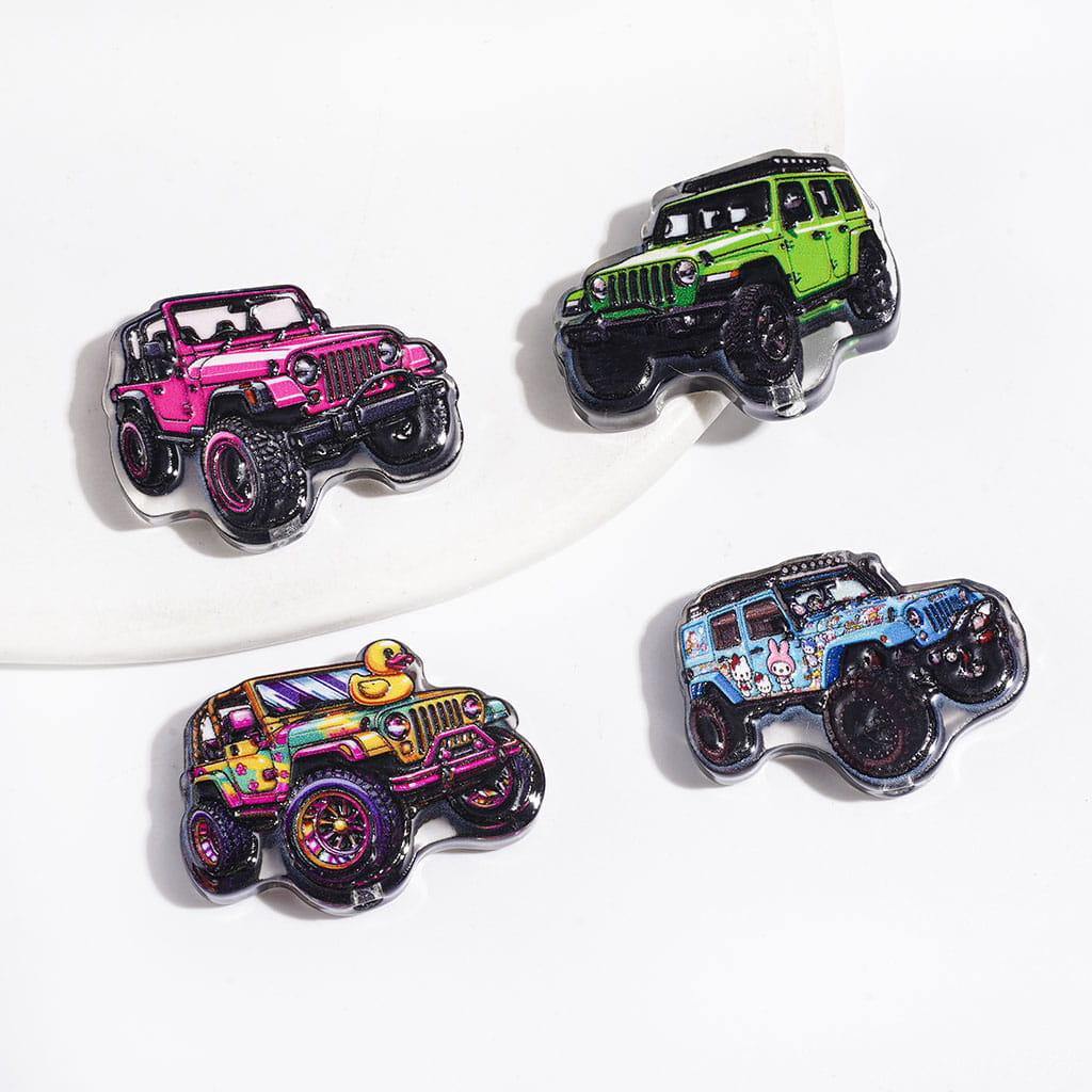 Semi-Clear Acrylic Beads Cross Country Vehicle, Charming Girlish Style Random Mix
