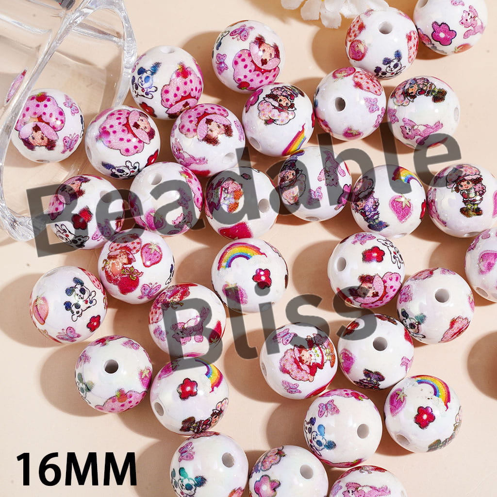 16MM - Rainbow Dog Berry Girl Character Series Acrylic Beads for Bracelets, Random Mix
