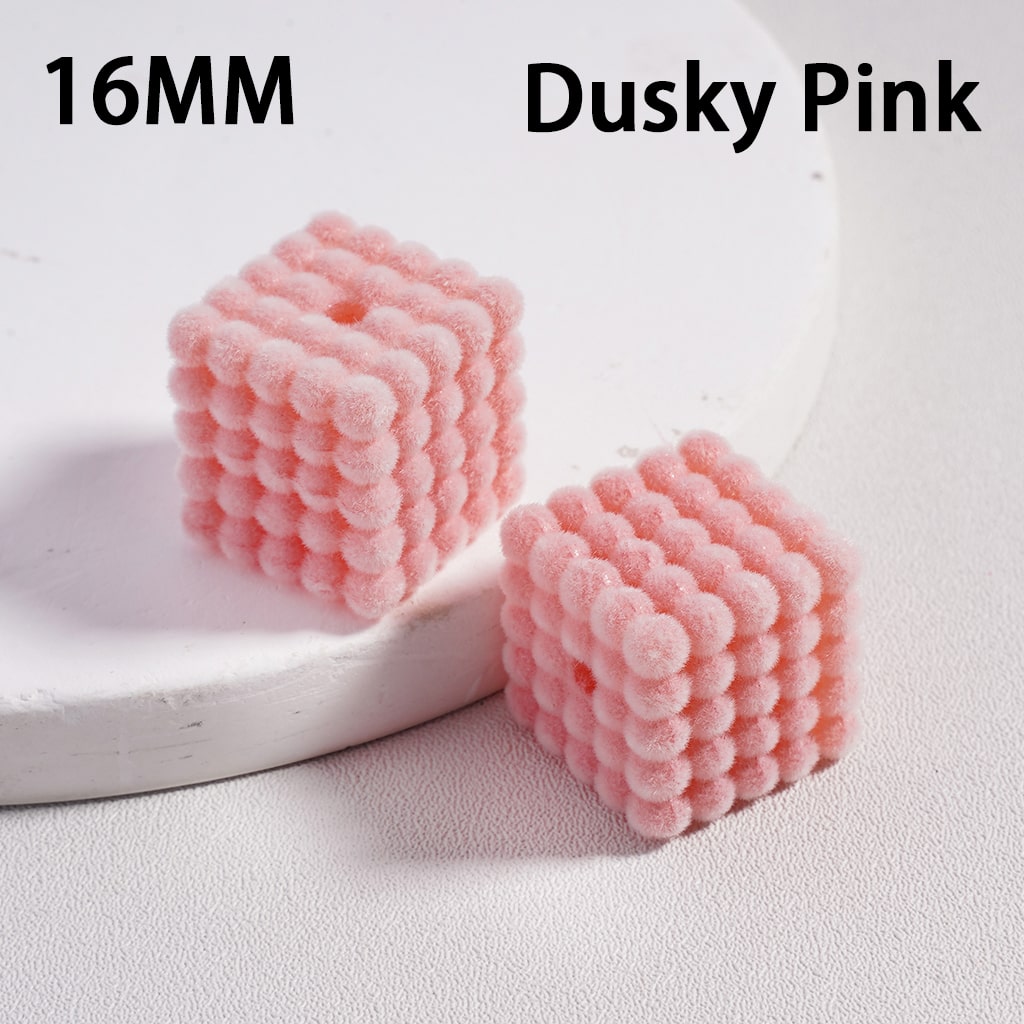 Acrylic Beads Flocked Cube Square Waxberry Bubble Solid Color, 16MM (Single Color is available for 100pcs(Whole Bag) Only)