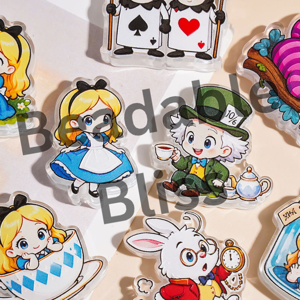 Acrylic Beads Girl Character into Rabbit Hole Fantasy World Series, Random Mix