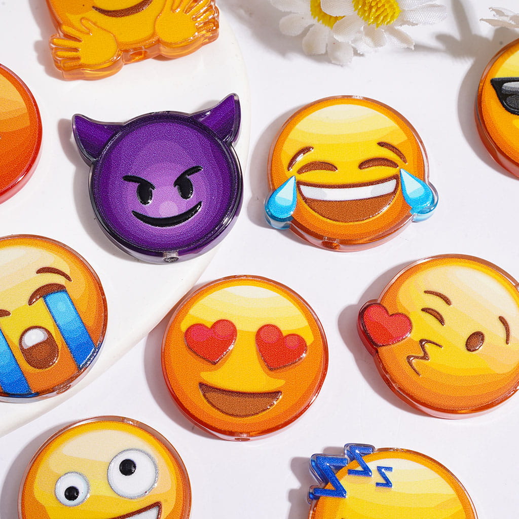 Acrylic Beads Social Communication Messenger Funny Emoticons Theme, Random Mix