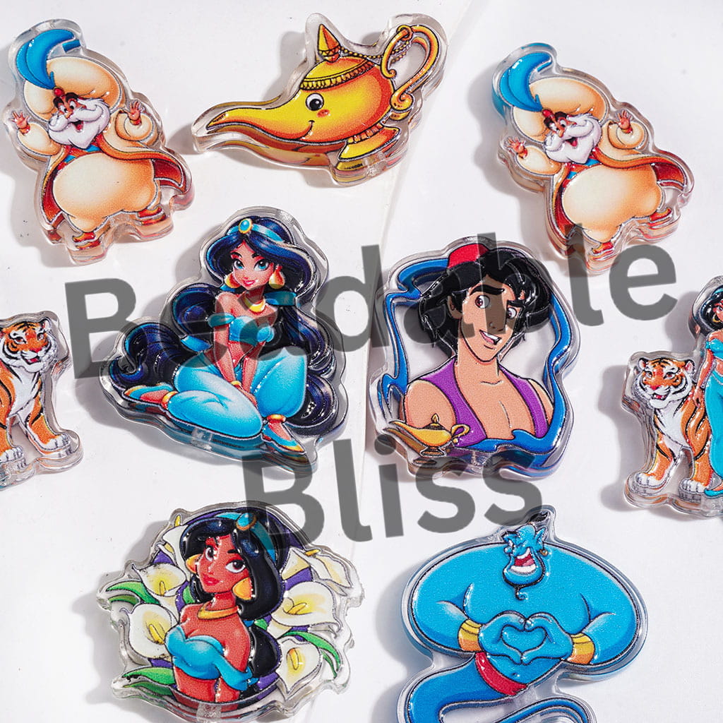 Acrylic Beads Magic Lamp King Carpet Princess Prince Character Series, Random Mix