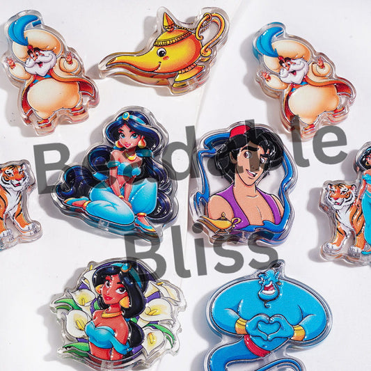 Acrylic Beads Magic Lamp King Carpet Princess Prince Character Series, Random Mix