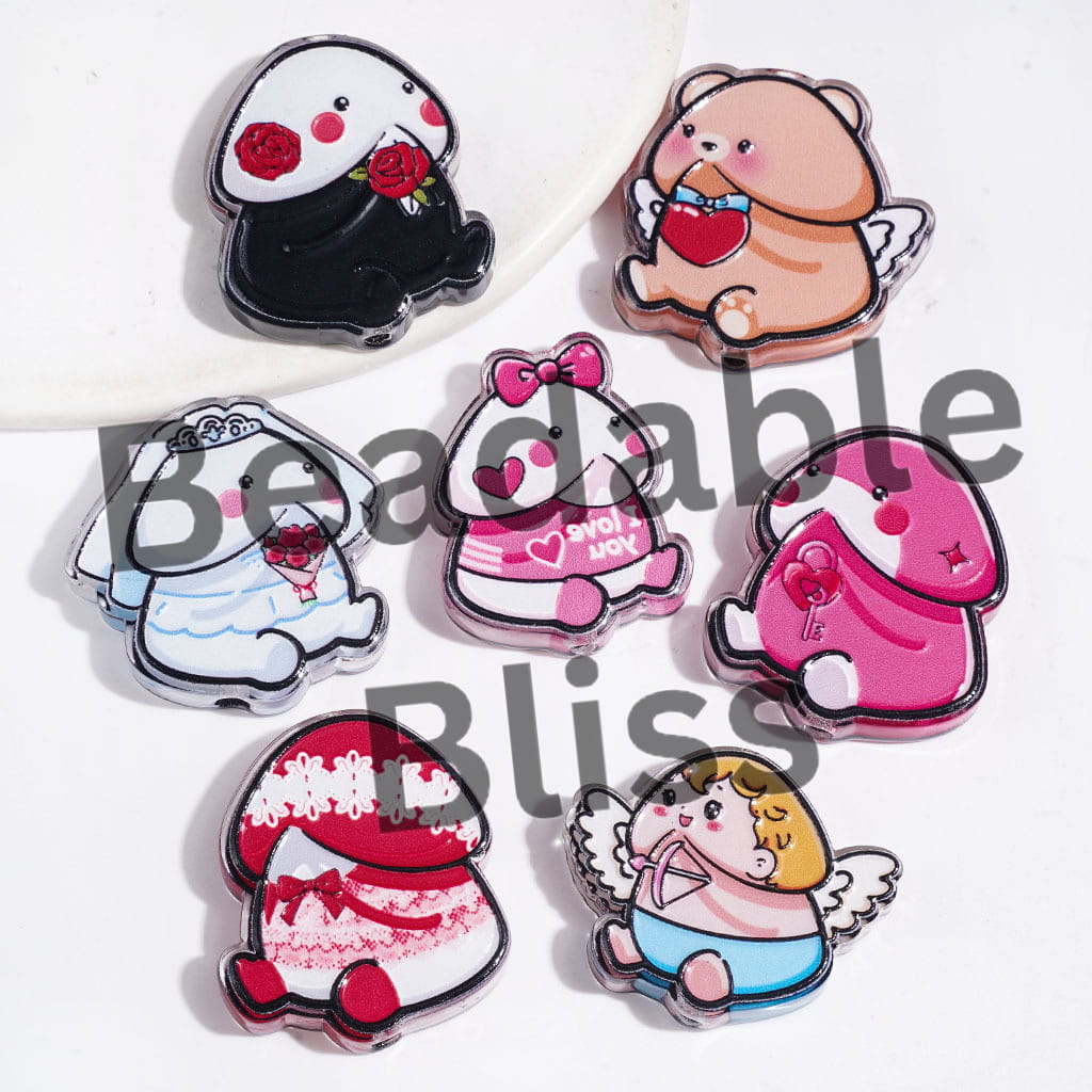 Valentine's Day Theme in Man Exclusive Acrylic Beads, Random Mix