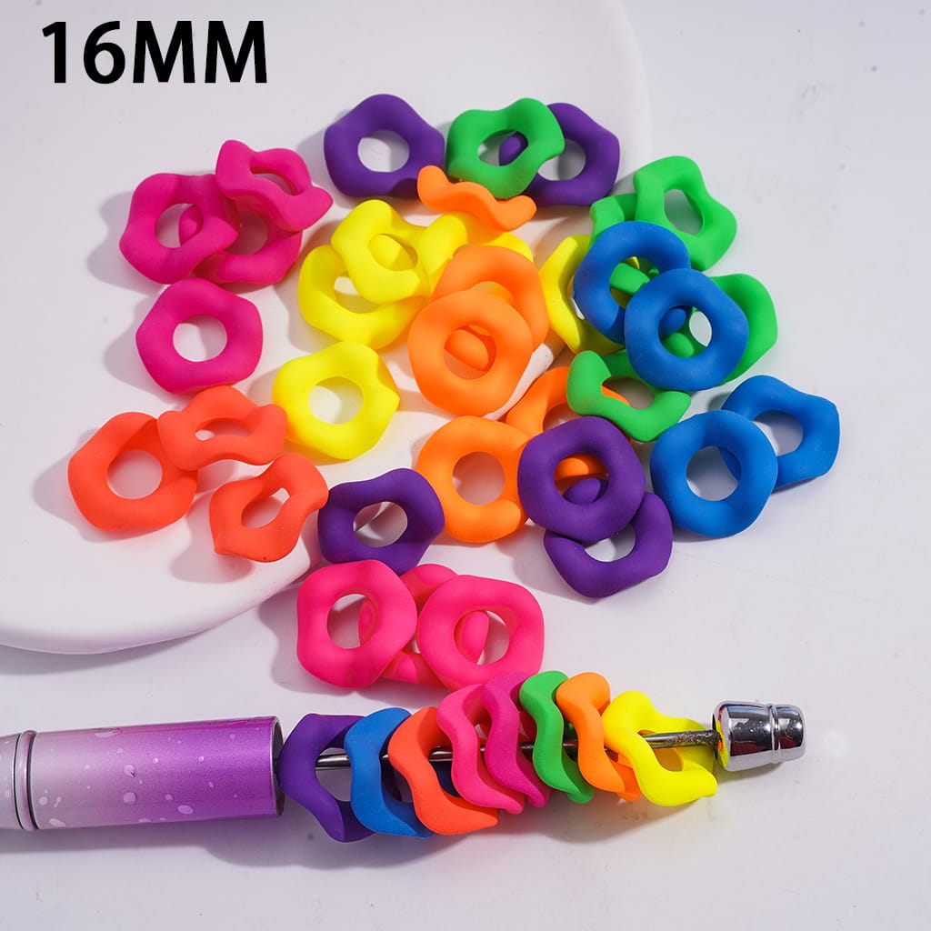 Acrylic Spacer Beads Matte Rubber Painted Touch Wavy Shape, Fluorescent Colors, 16MM (Please Read the Description)