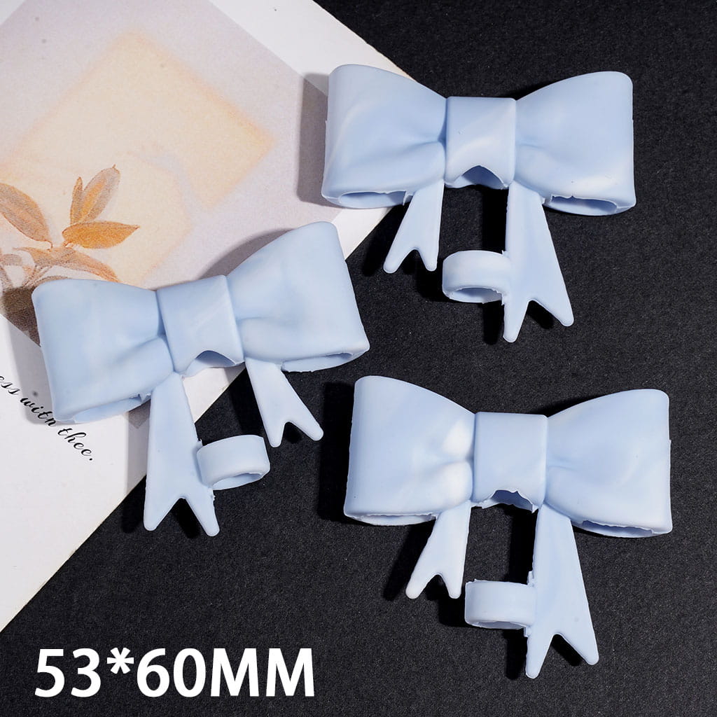 Food Grade Cup Tumbler Silicone Straw Topper Bowknot in Gray Blue White, 53*60MM