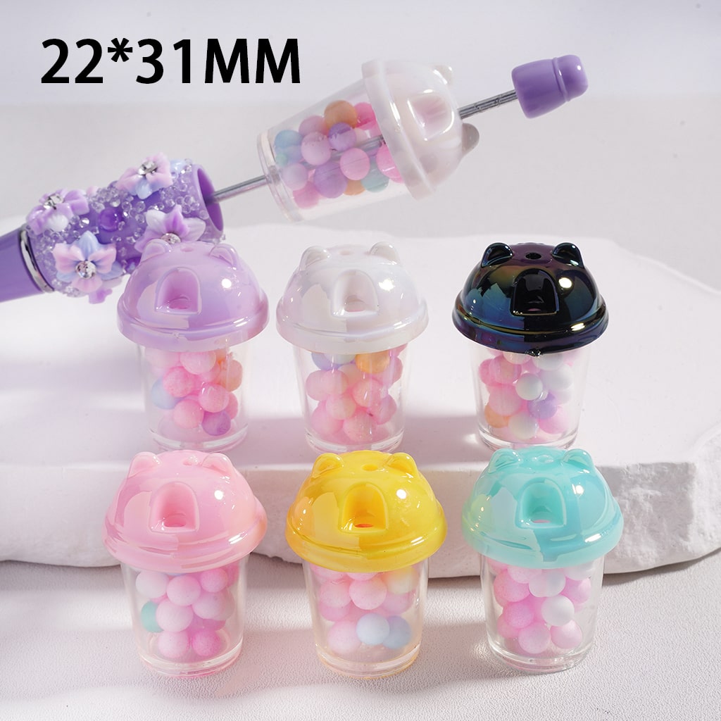 Acrylic Beads & Pendants Drink Milk Bubble Bottle Cup Jewelry Accessories, Random Mix