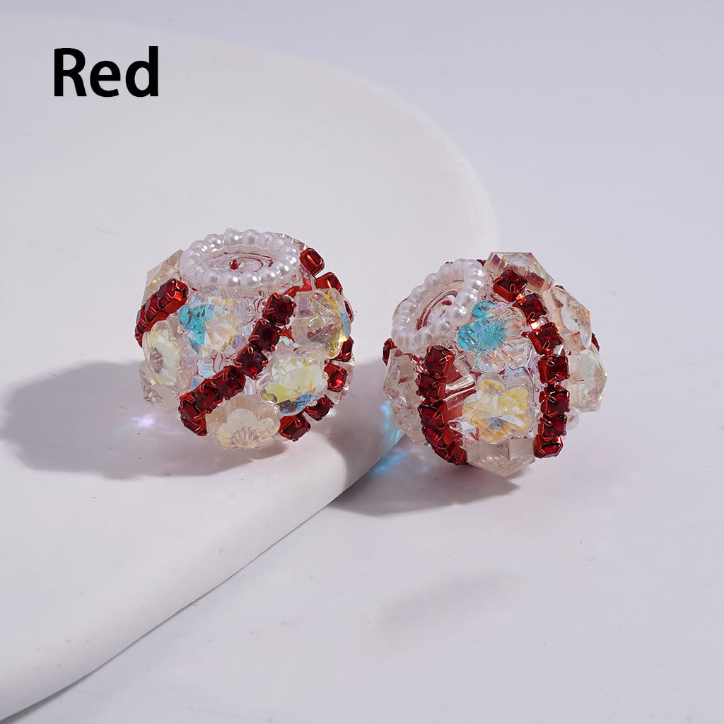 Acrylic Beads with Dazzling Flowers and Rhinestone Chains, White Pearl Chains, 18MM, Multi-Color
