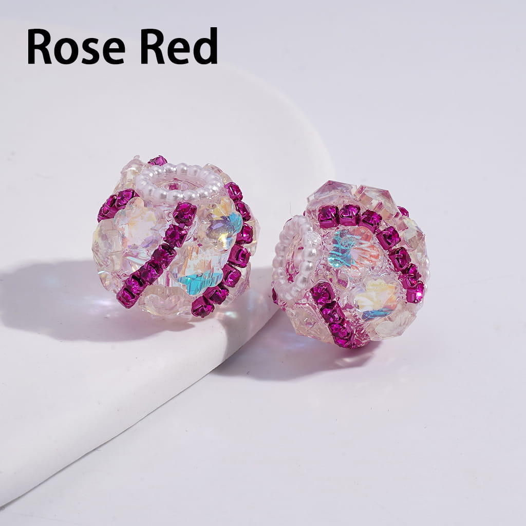 Acrylic Beads with Dazzling Flowers and Rhinestone Chains, White Pearl Chains, 18MM, Multi-Color