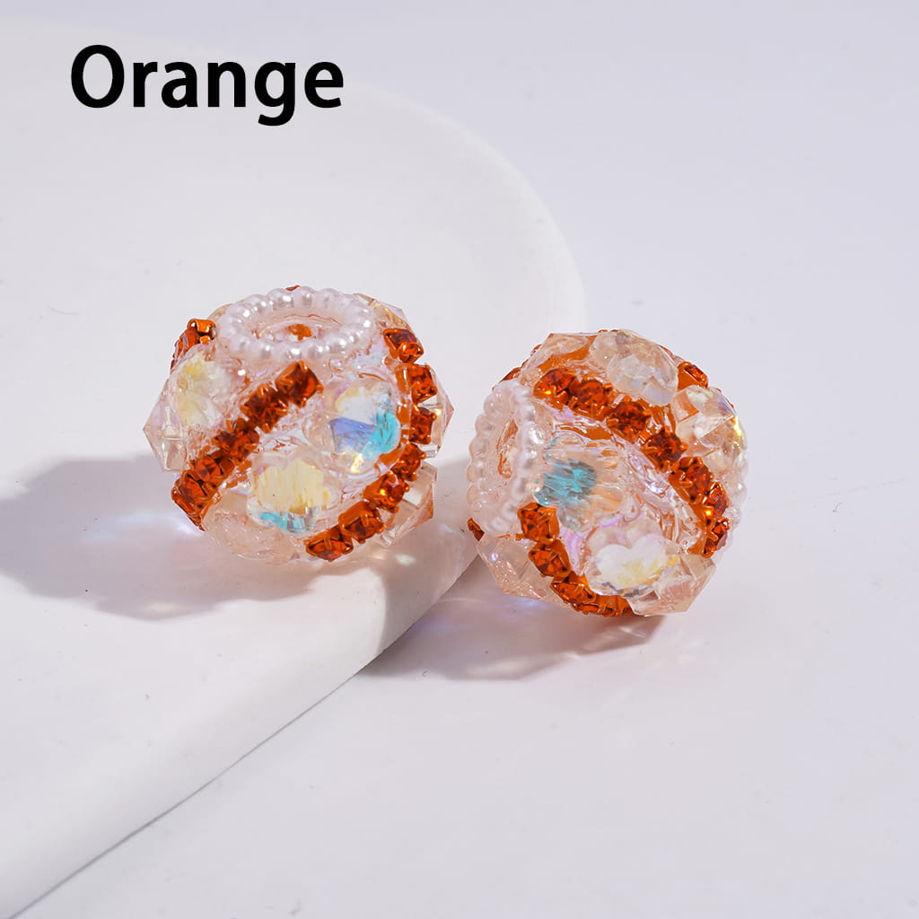 Acrylic Beads with Dazzling Flowers and Rhinestone Chains, White Pearl Chains, 18MM, Multi-Color