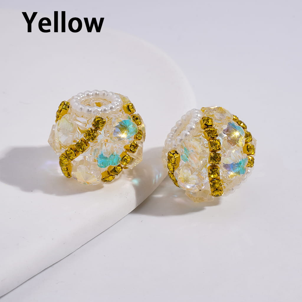 Acrylic Beads with Dazzling Flowers and Rhinestone Chains, White Pearl Chains, 18MM, Multi-Color