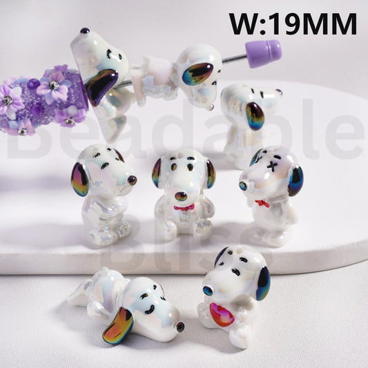 Acrylic Beads UV Coating Cute Snoop Dog in Different Gestures Peanu