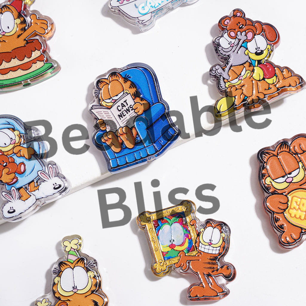 Semi-Clear Lazy Cat Character Series Acrylic Beads, Random Mix