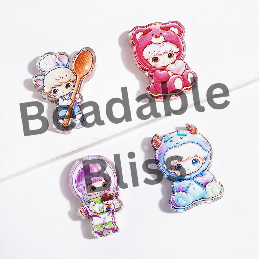 Various Style Cool Baby Boy Doll Series Acrylic Beads, Translucence, Random Mix
