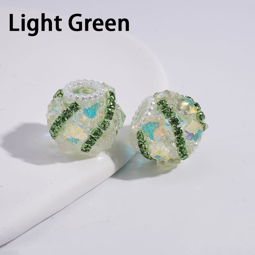 Acrylic Beads with Dazzling Flowers and Rhinestone Chains, White Pearl Chains, 18MM, Multi-Color