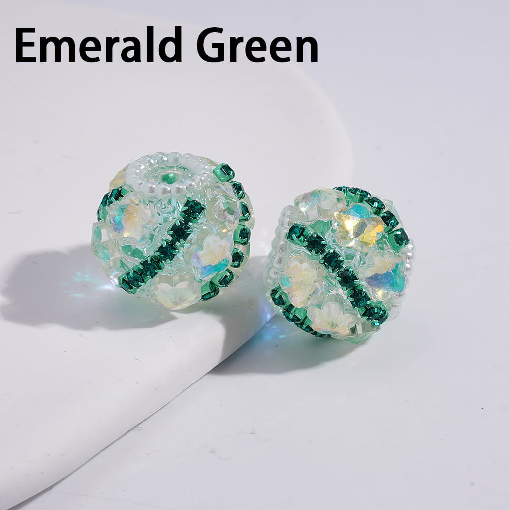 Acrylic Beads with Dazzling Flowers and Rhinestone Chains, White Pearl Chains, 18MM, Multi-Color