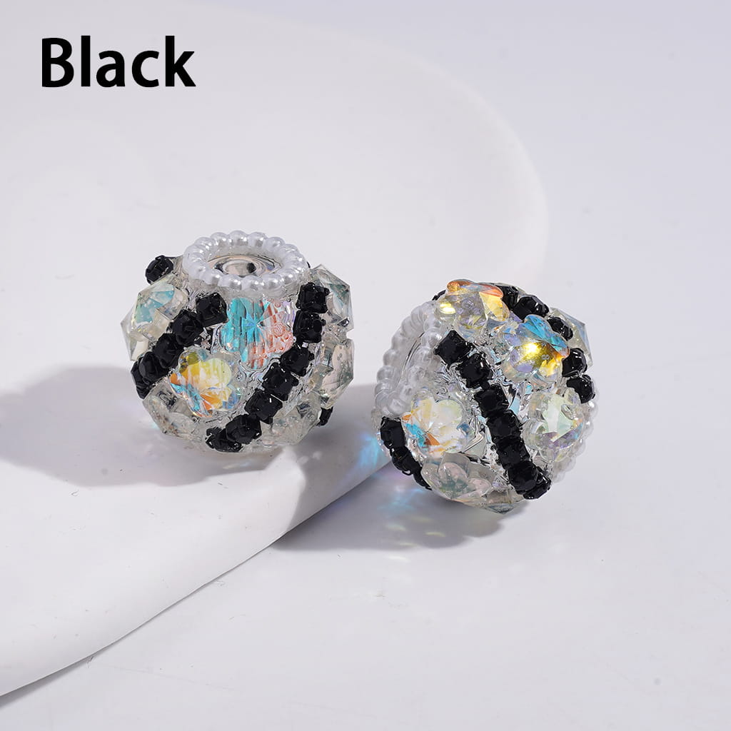 Acrylic Beads with Dazzling Flowers and Rhinestone Chains, White Pearl Chains, 18MM, Multi-Color