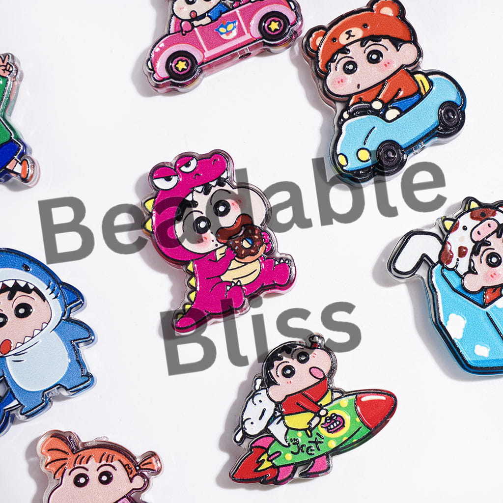 Translucent Japanese Anime Funny Boy Character Series Acrylic Beads, Random Mix