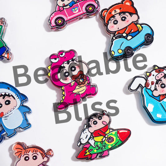 Translucent Japanese Anime Funny Boy Character Series Acrylic Beads, Random Mix