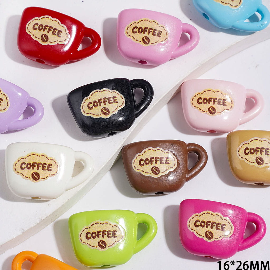 Acrylic Beads and Pendants Coffee Cup Series, 16*26MM Multi-Color Random Mix